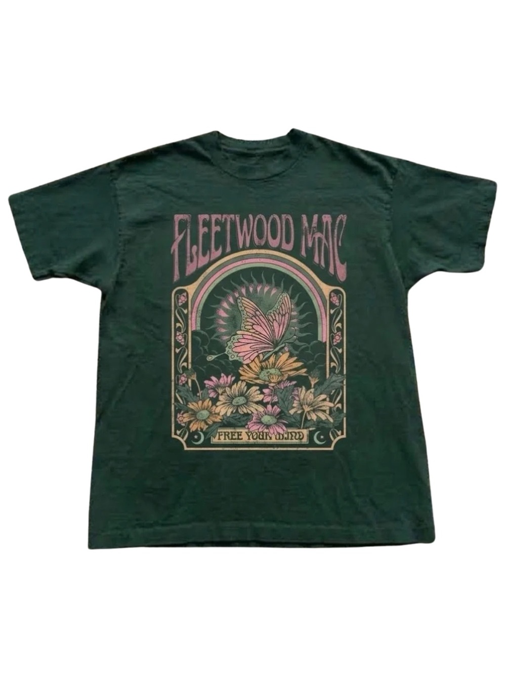 Gildan Fleetwood Mac Green Graphic Band T-Shirt